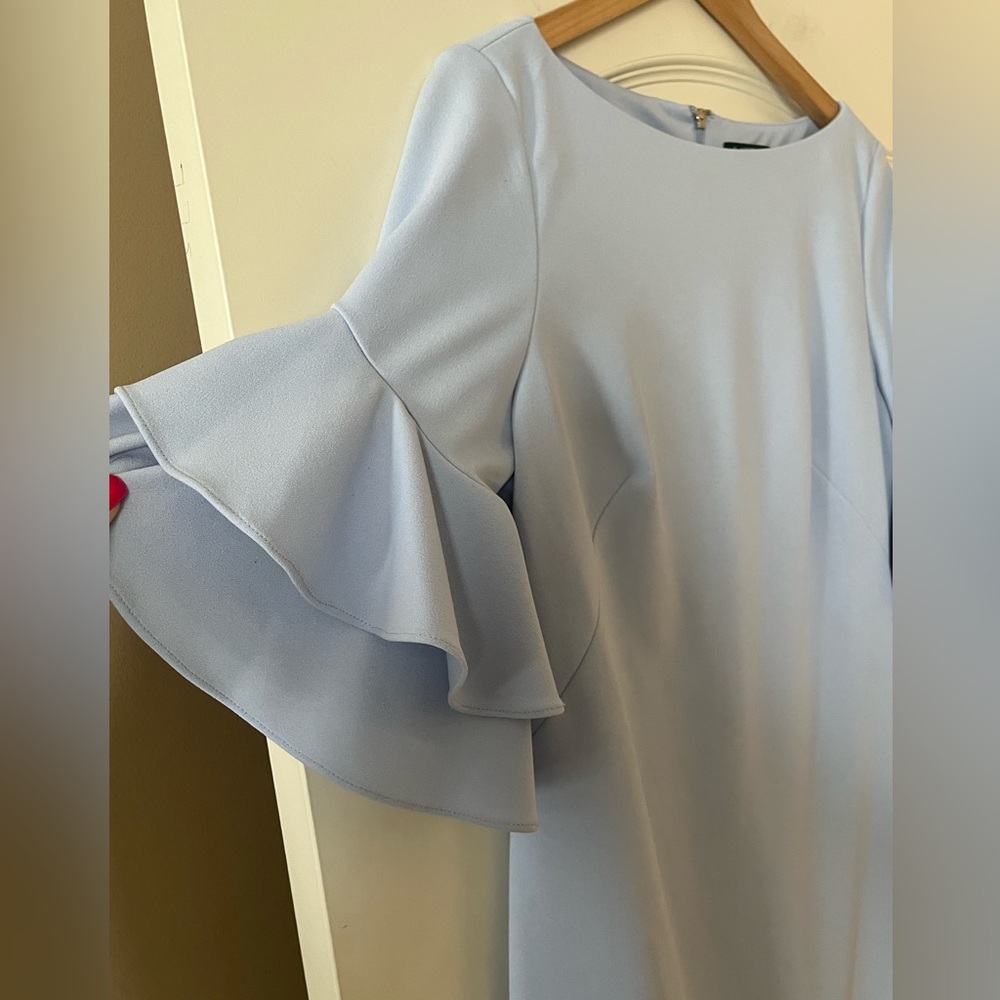 Lauren Ralph Lauren Light Blue Ruffle Sleeve Dress Women’s Size 8 - Picture 6 of 15